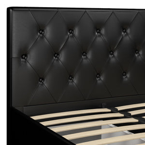 DHP Dakota Upholstered Bed Frame with Drawers - Black Faux Leather - King