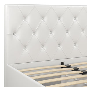 DHP Dakota Upholstered Bed Frame with Drawers - White Faux leather - King