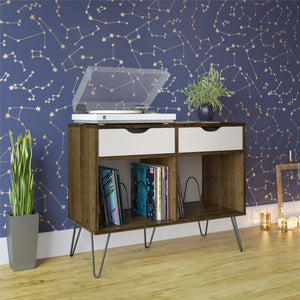 Novogratz Concord Turntable Stand with Drawers - Brown Oak