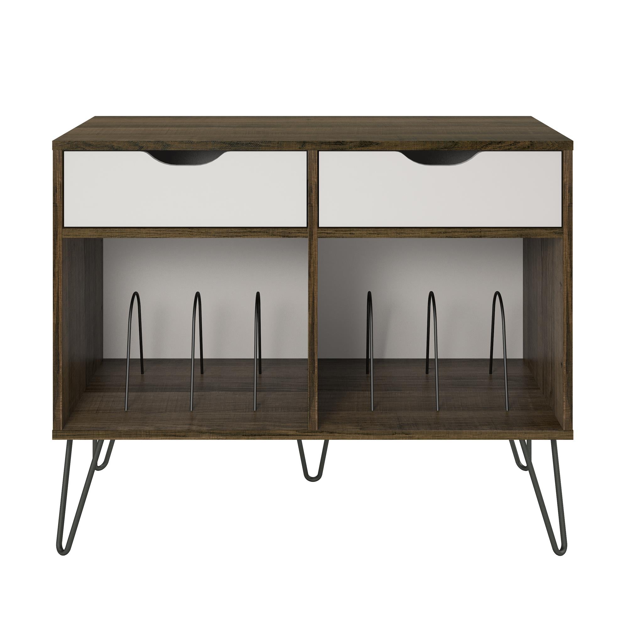 Novogratz Concord Turntable Stand with Drawers - Brown Oak