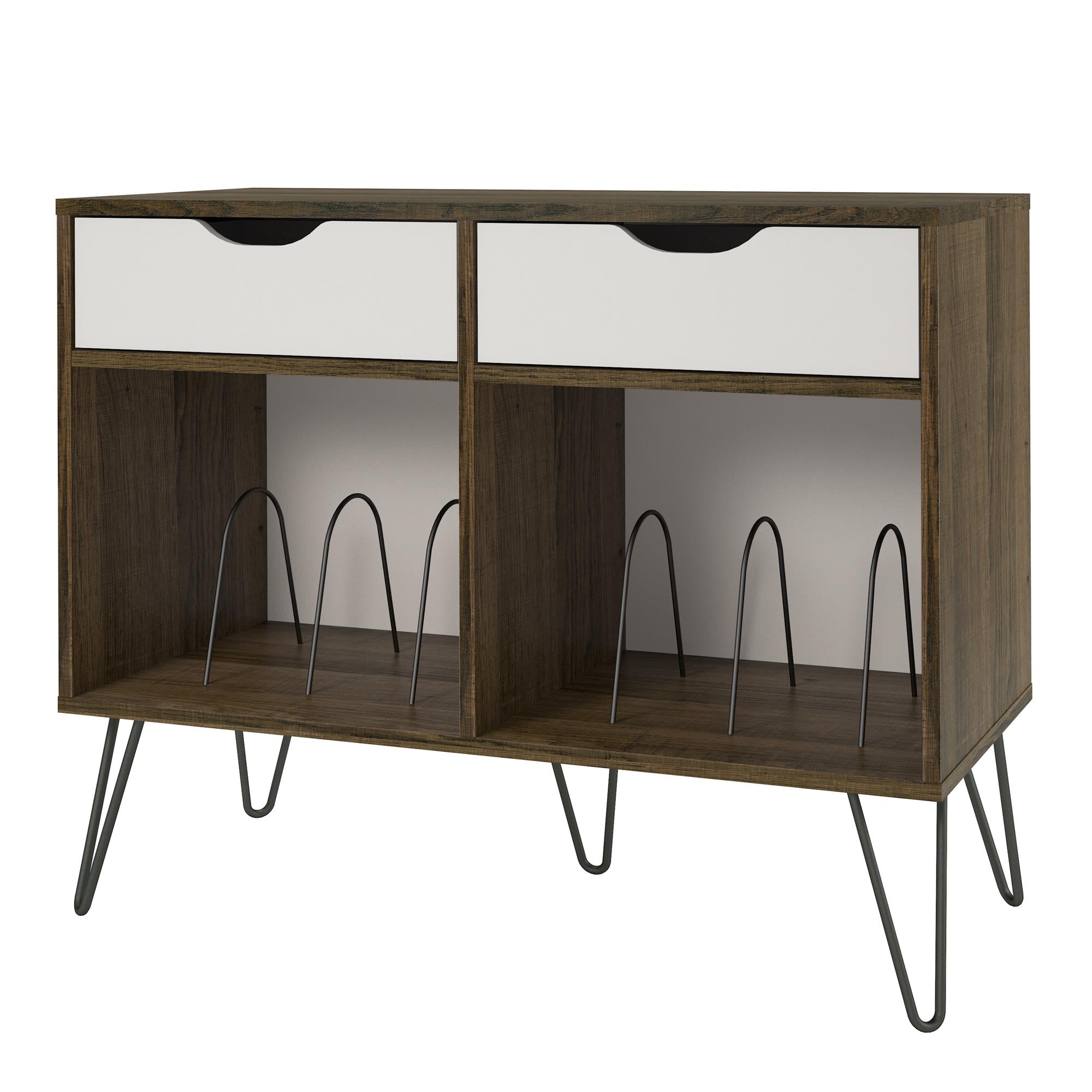 Novogratz Concord Turntable Stand with Drawers - Brown Oak
