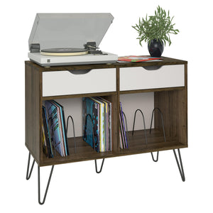 Novogratz Concord Turntable Stand with Drawers - Brown Oak