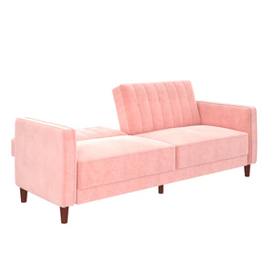 DHP Pin Tufted Futon Sofa Bed - Pink