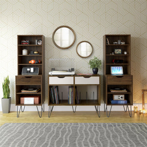 Novogratz Concord Turntable Stand with Drawers - Brown Oak