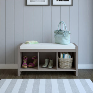 Ameriwood Home Penelope Entryway Storage Bench with Cushion - Taupe