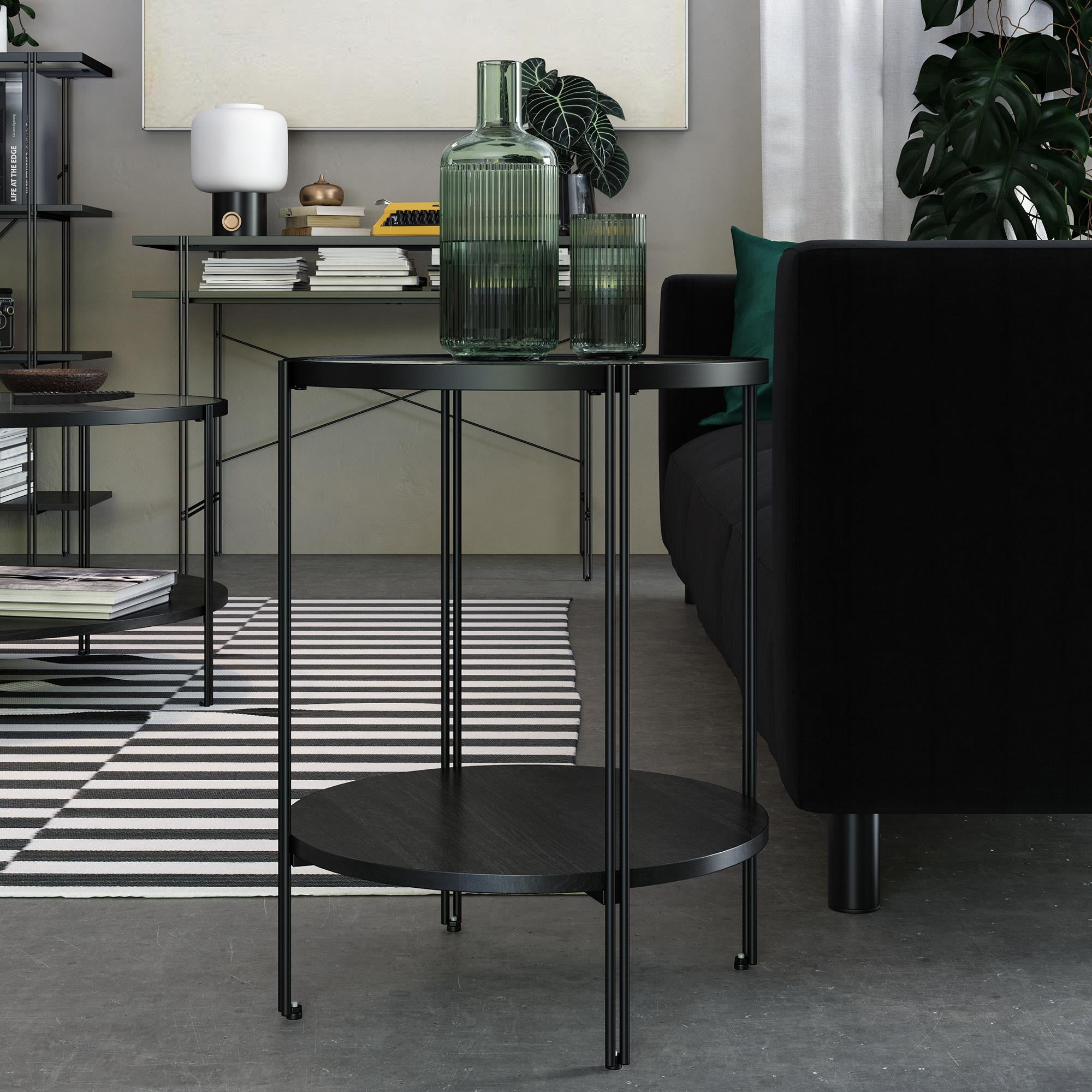 Ameriwood Home Vance Round End Table - Black Oak