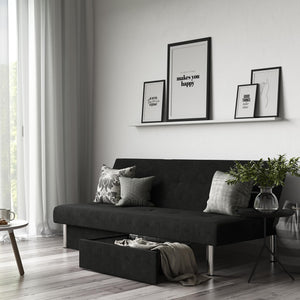 DHP Sola Futon Sofa Bed with Storage - Black