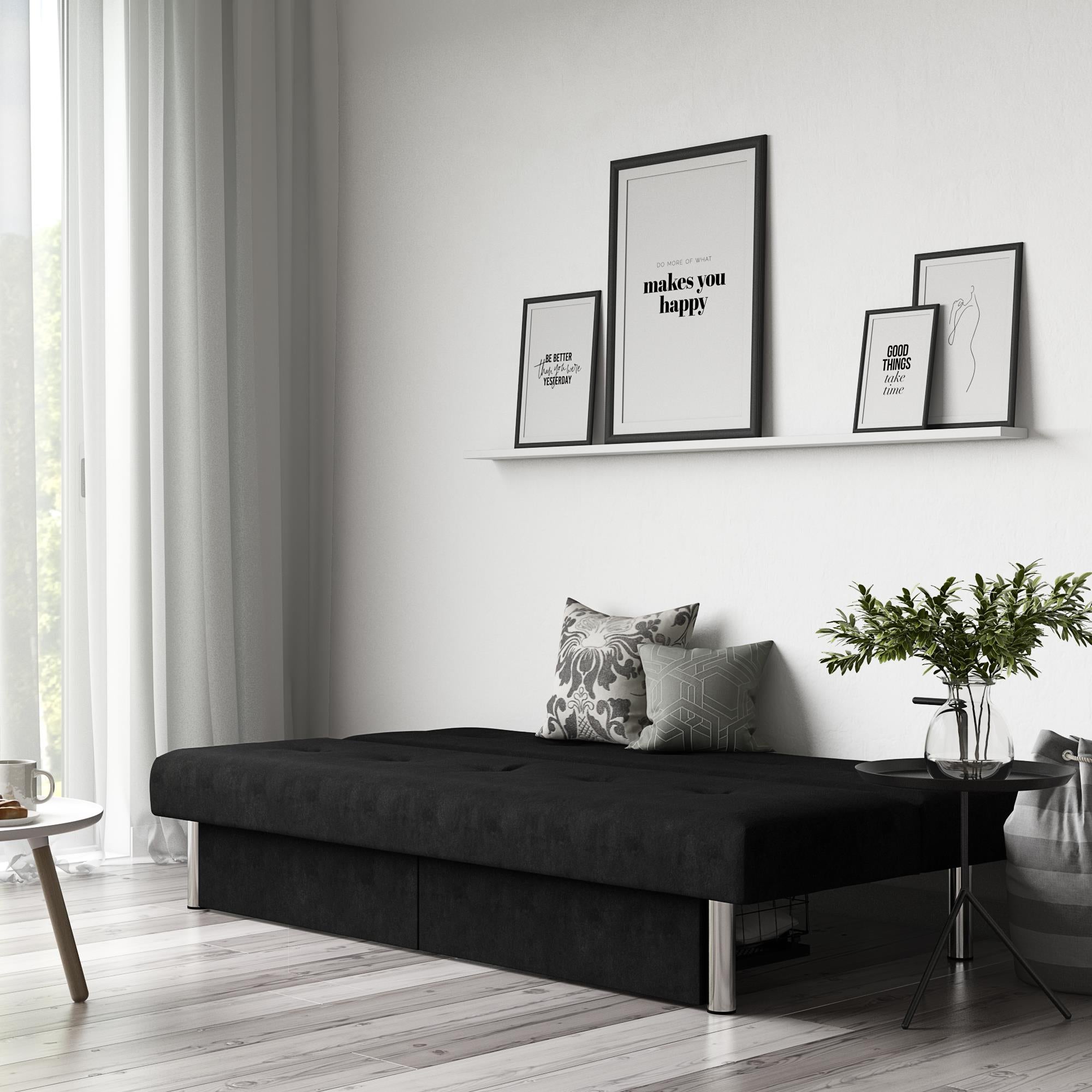 DHP Sola Futon Sofa Bed with Storage - Black