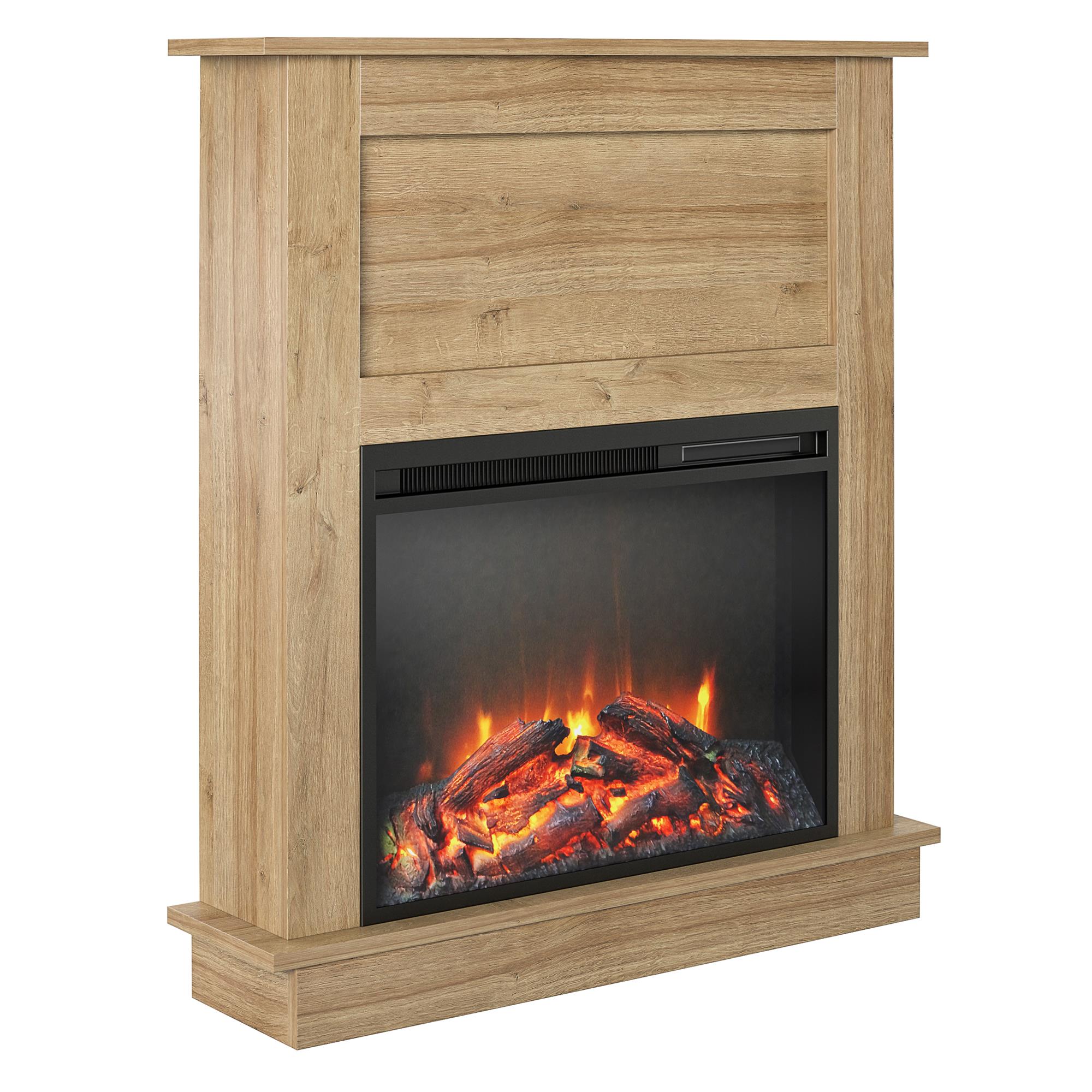 Ameriwood Home Ellsworth Electric Fireplace with Mantel - Natural