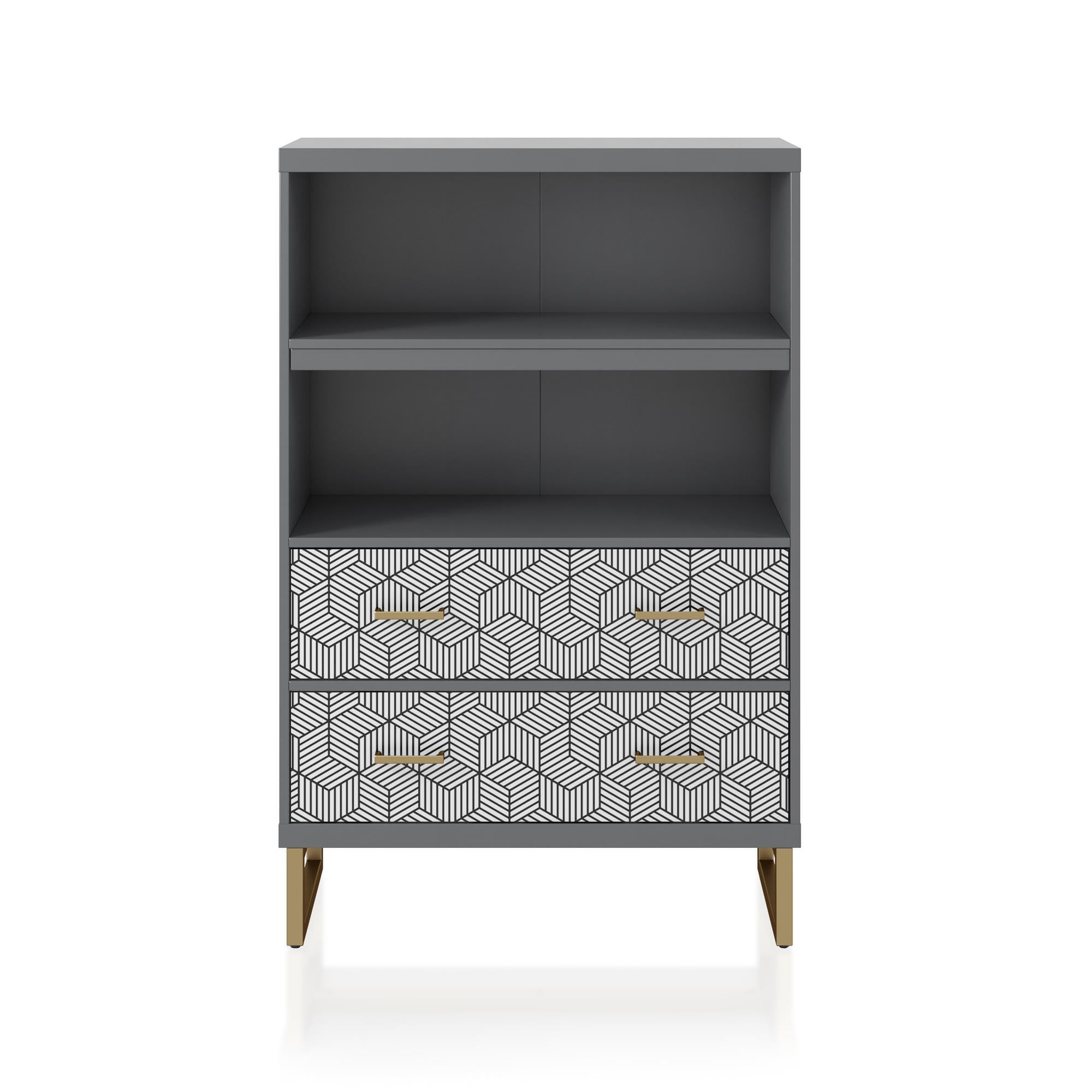 CosmoLiving Scarlett Bookcase with Drawers - Graphite Grey