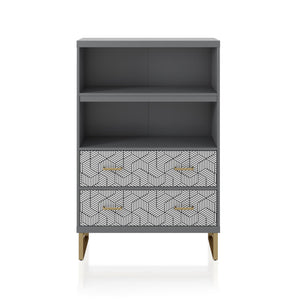 CosmoLiving Scarlett Bookcase with Drawers - Graphite Grey