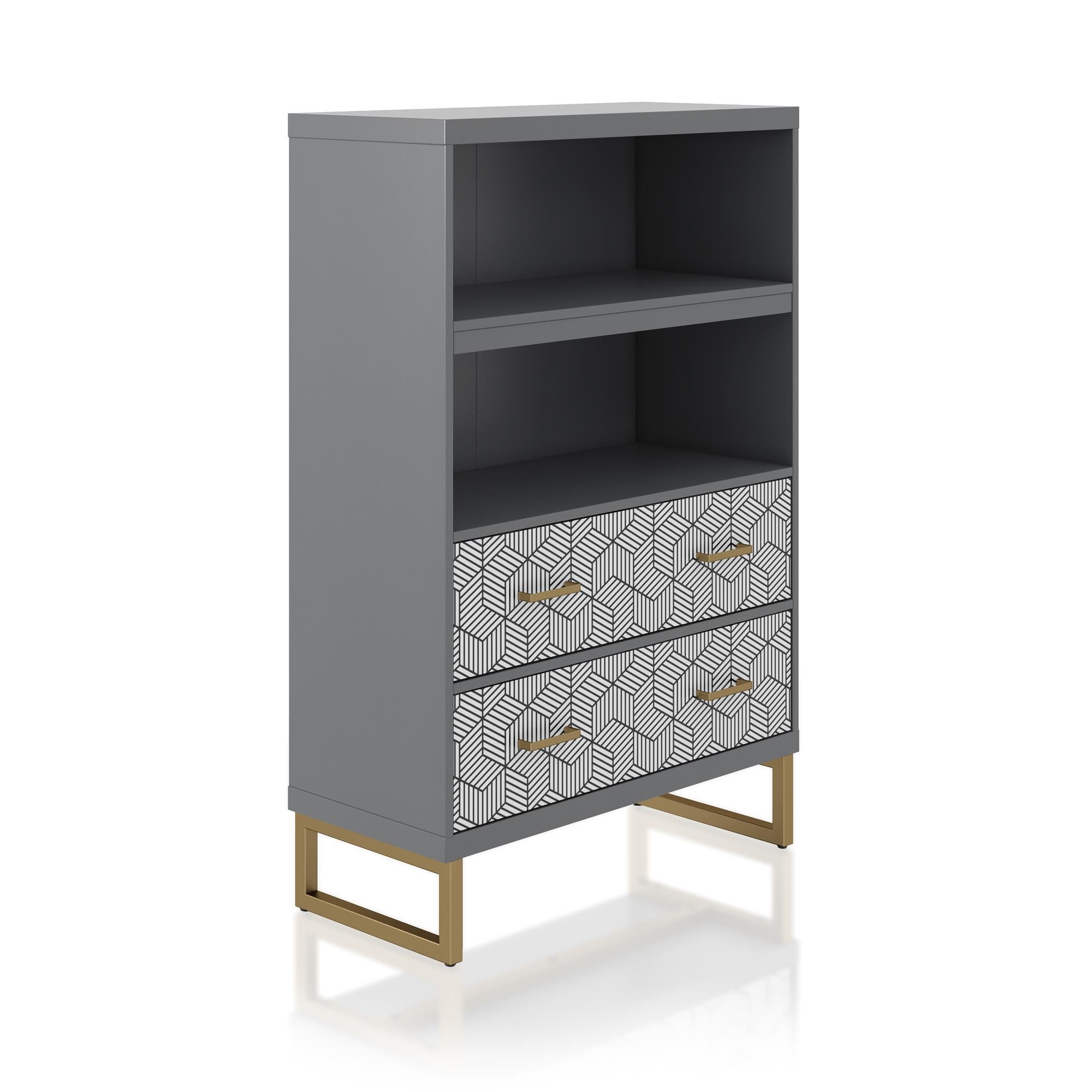 CosmoLiving Scarlett Bookcase with Drawers - Graphite Grey
