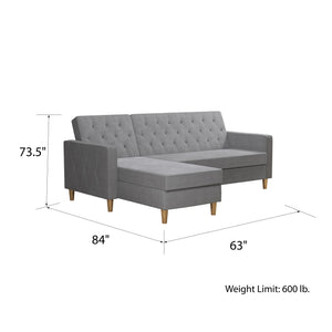 CosmoLiving Liberty Sectional Futon Sofa Bed with Storage - Light Gray