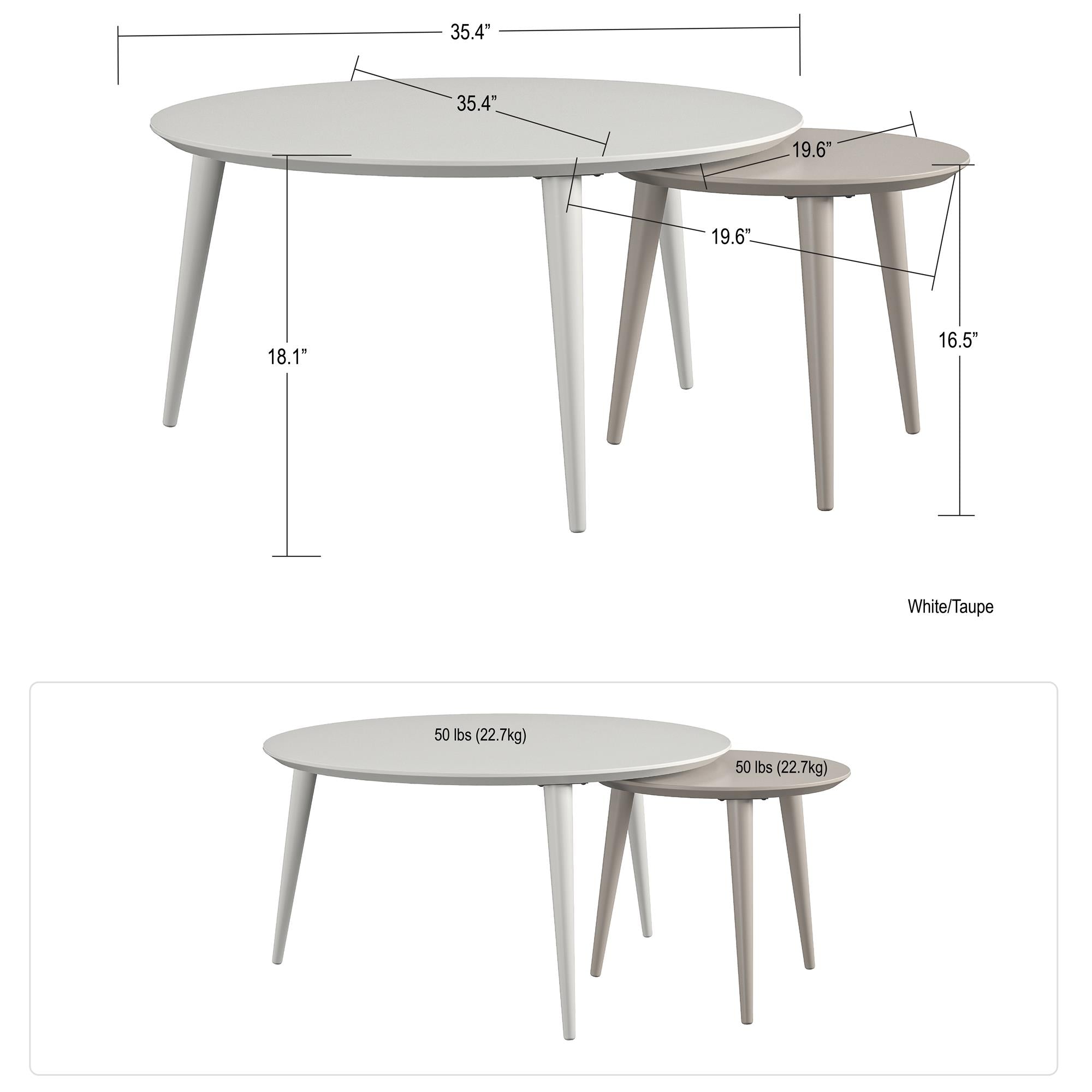 CosmoLiving Carnegie Nesting Tables - White