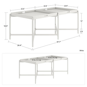 Ameriwood Home Poly Coffee Table with Removable Tray Top - White