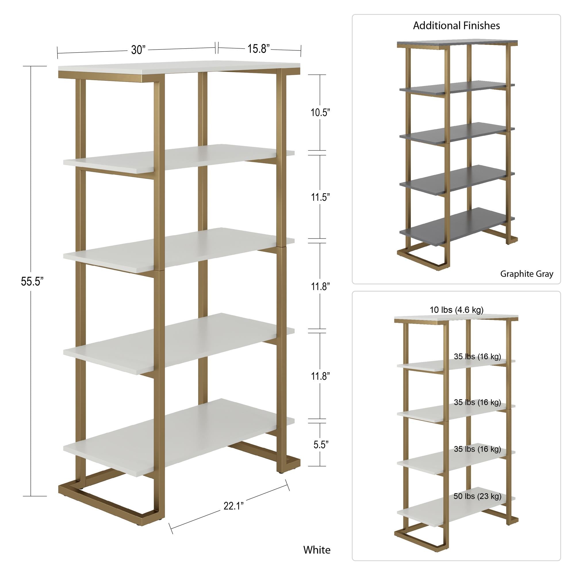 CosmoLiving Camila 5 Shelf Bookcase - White