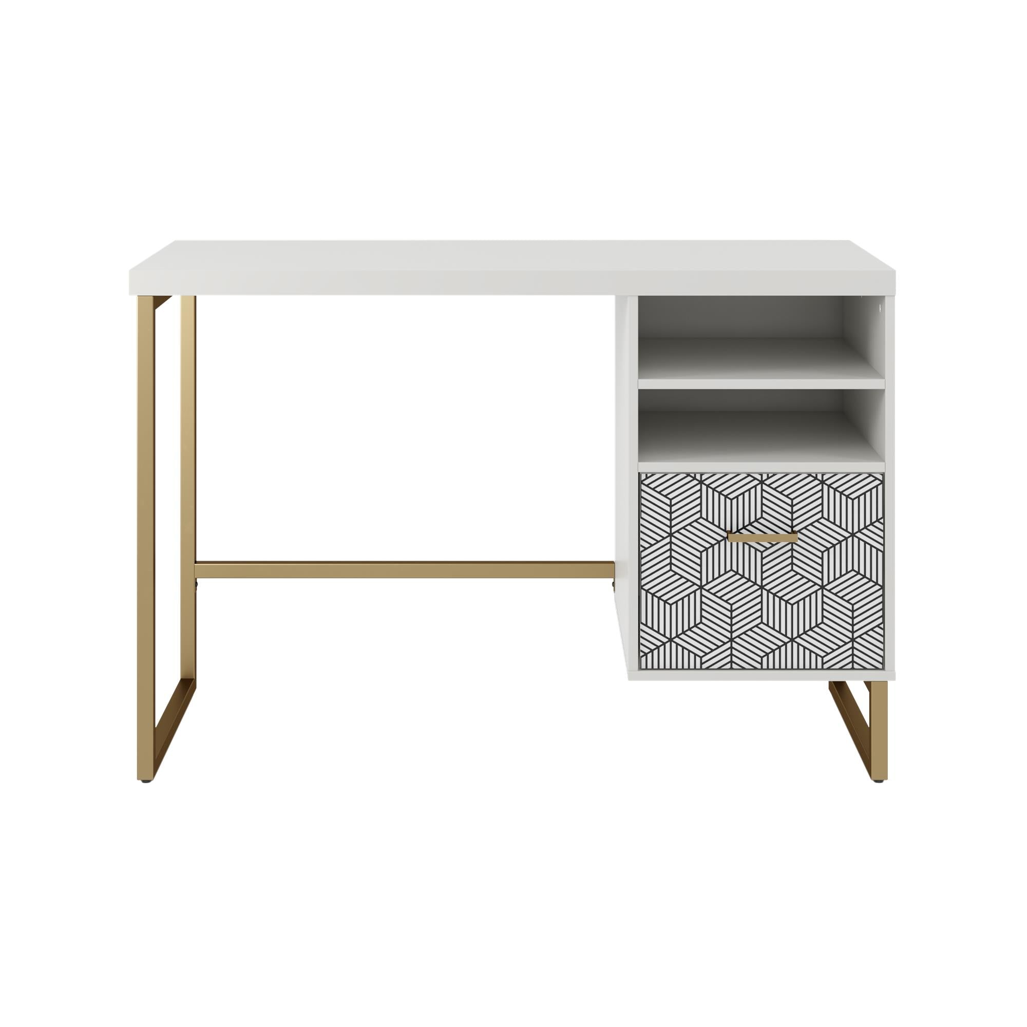 CosmoLiving Scarlett Single Pedestal Desk - White