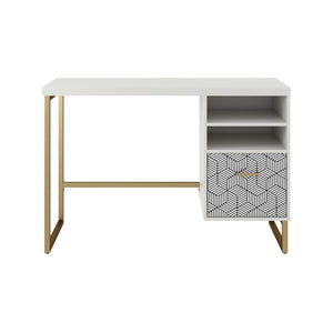 CosmoLiving Scarlett Single Pedestal Desk - White