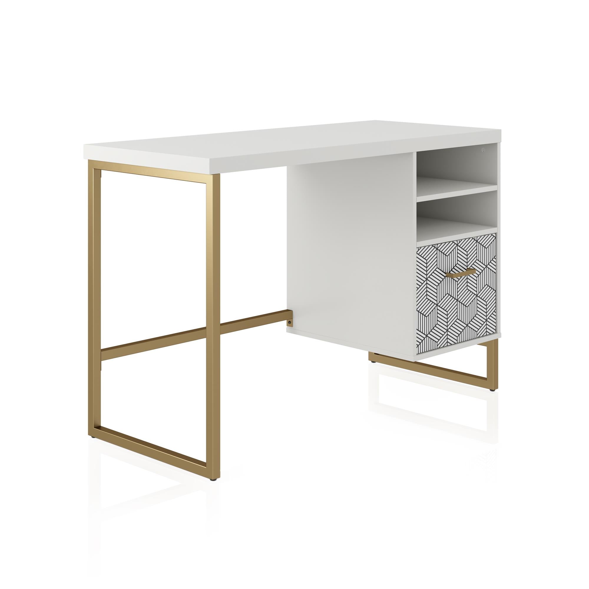 CosmoLiving Scarlett Single Pedestal Desk - White