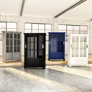 Ameriwood Home Aaron Lane Bookcase with Sliding Glass Doors - White