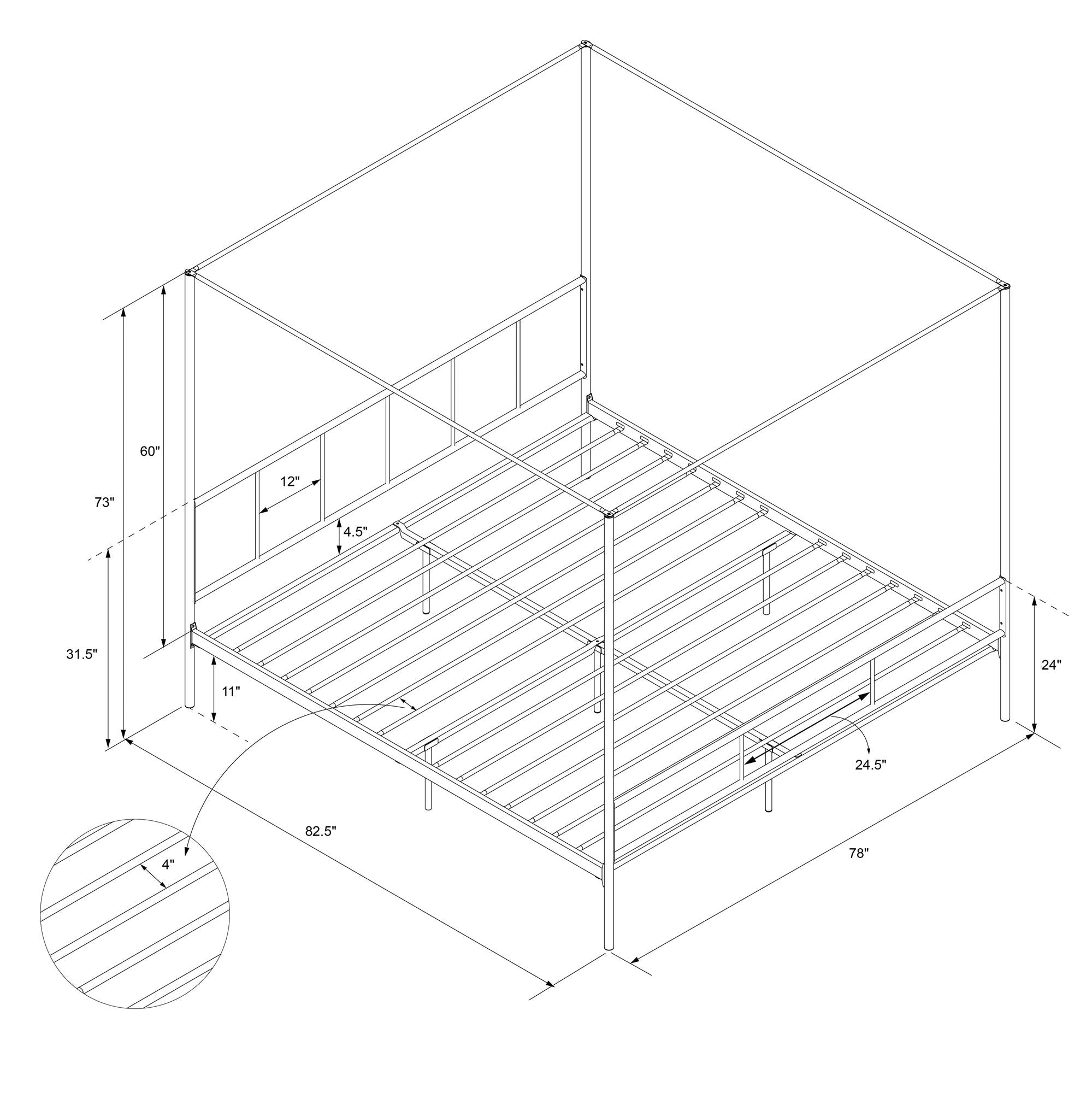 Novogratz Marion Canopy Bed - White - King