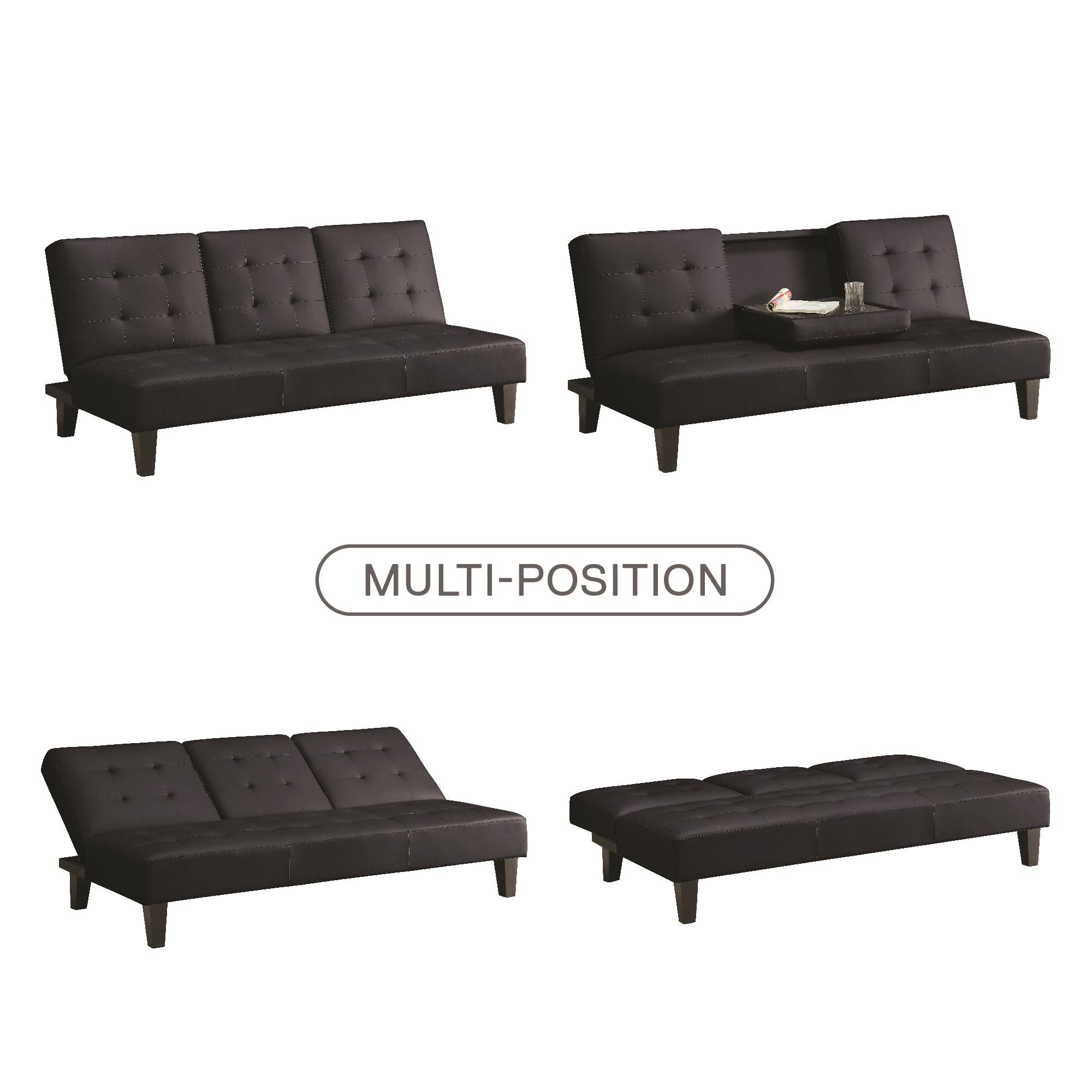 DHP Madison Futon with CupHolder - Black