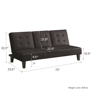 DHP Madison Futon with CupHolder - Black