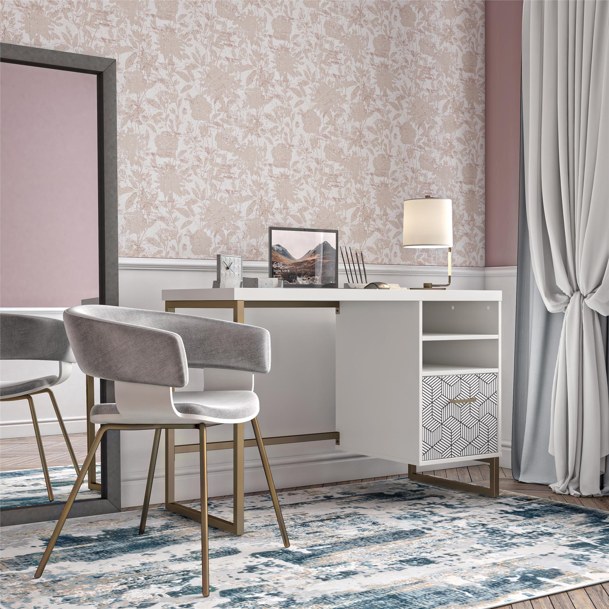 CosmoLiving Scarlett Single Pedestal Desk - White