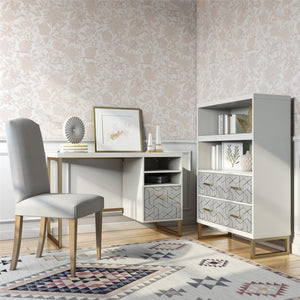 CosmoLiving Scarlett Single Pedestal Desk - White