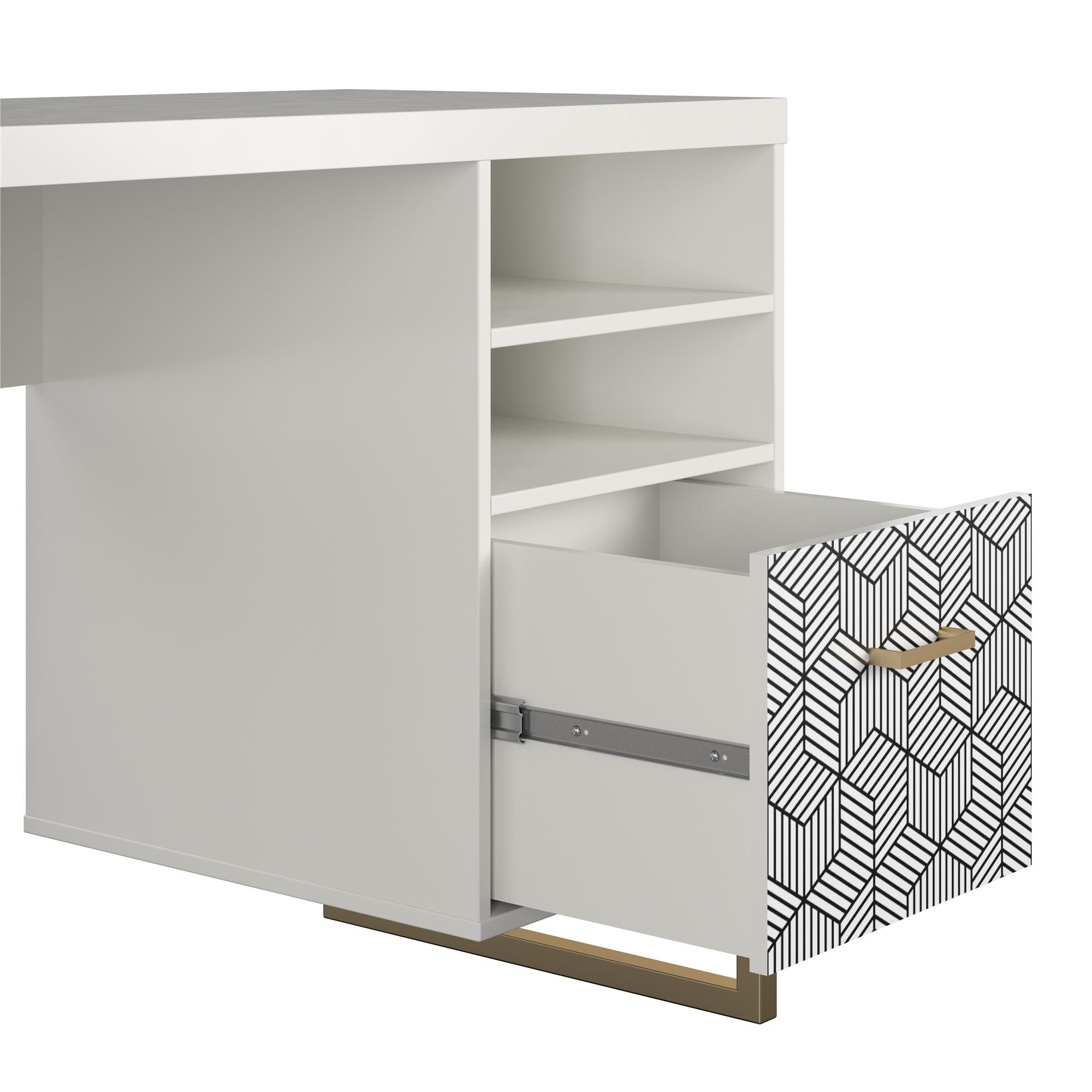 CosmoLiving Scarlett Single Pedestal Desk - White
