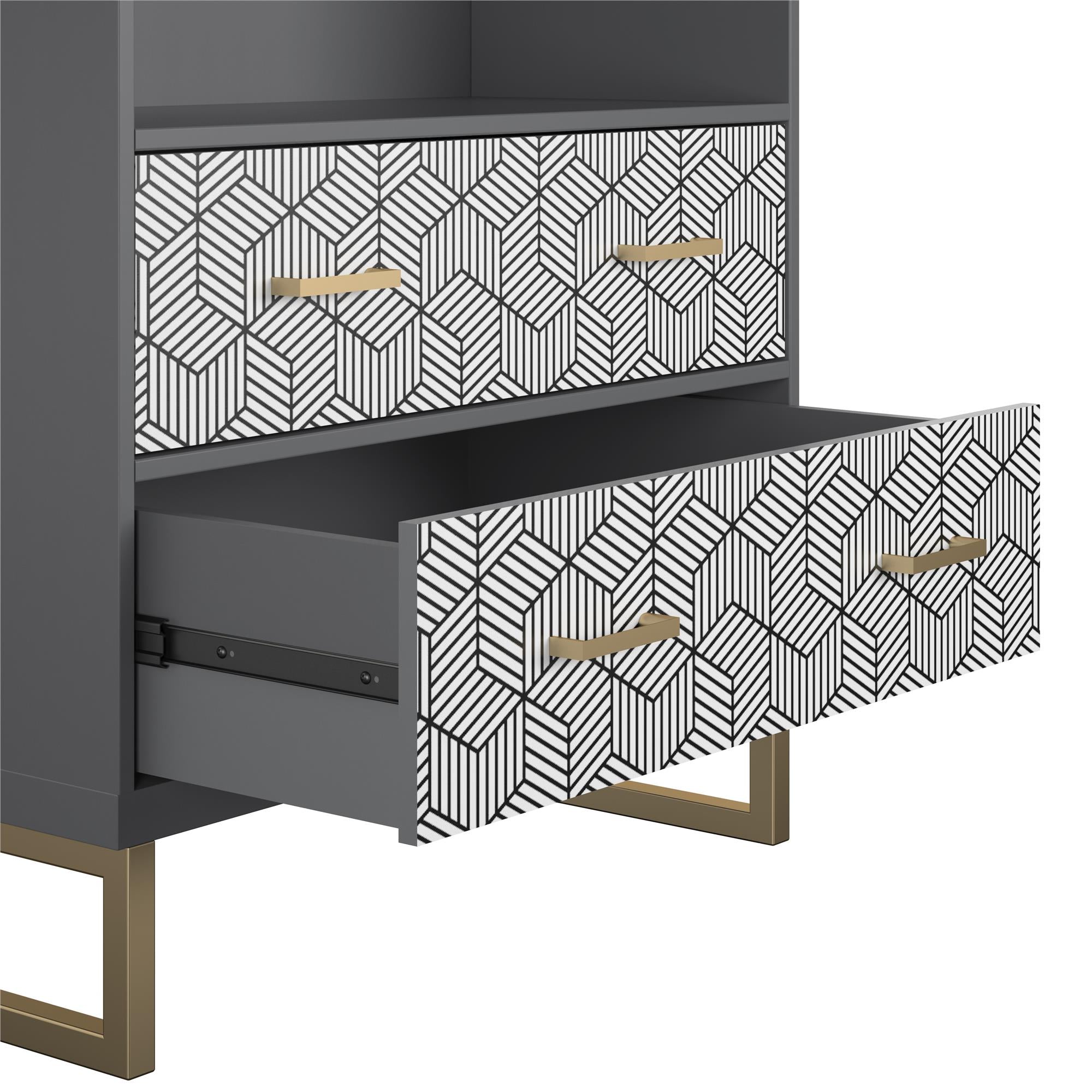 CosmoLiving Scarlett Bookcase with Drawers - Graphite Grey