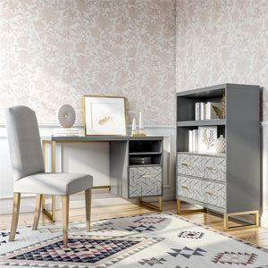CosmoLiving Scarlett Bookcase with Drawers - Graphite Grey