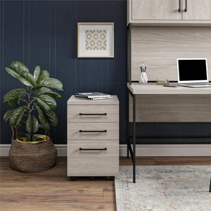 Ameriwood Home Parkside Mobile File Cabinet - Natural White Oak