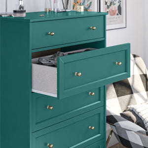 Ameriwood Home Monticello Tall 5 Drawer Dresser - Emerald Green