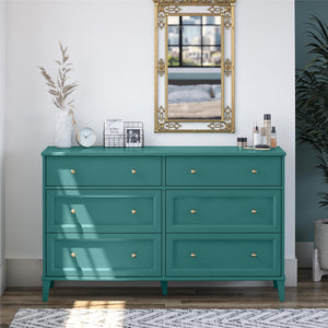 Ameriwood Home Monticello Wide 6-Drawer Dresser - Emerald Green