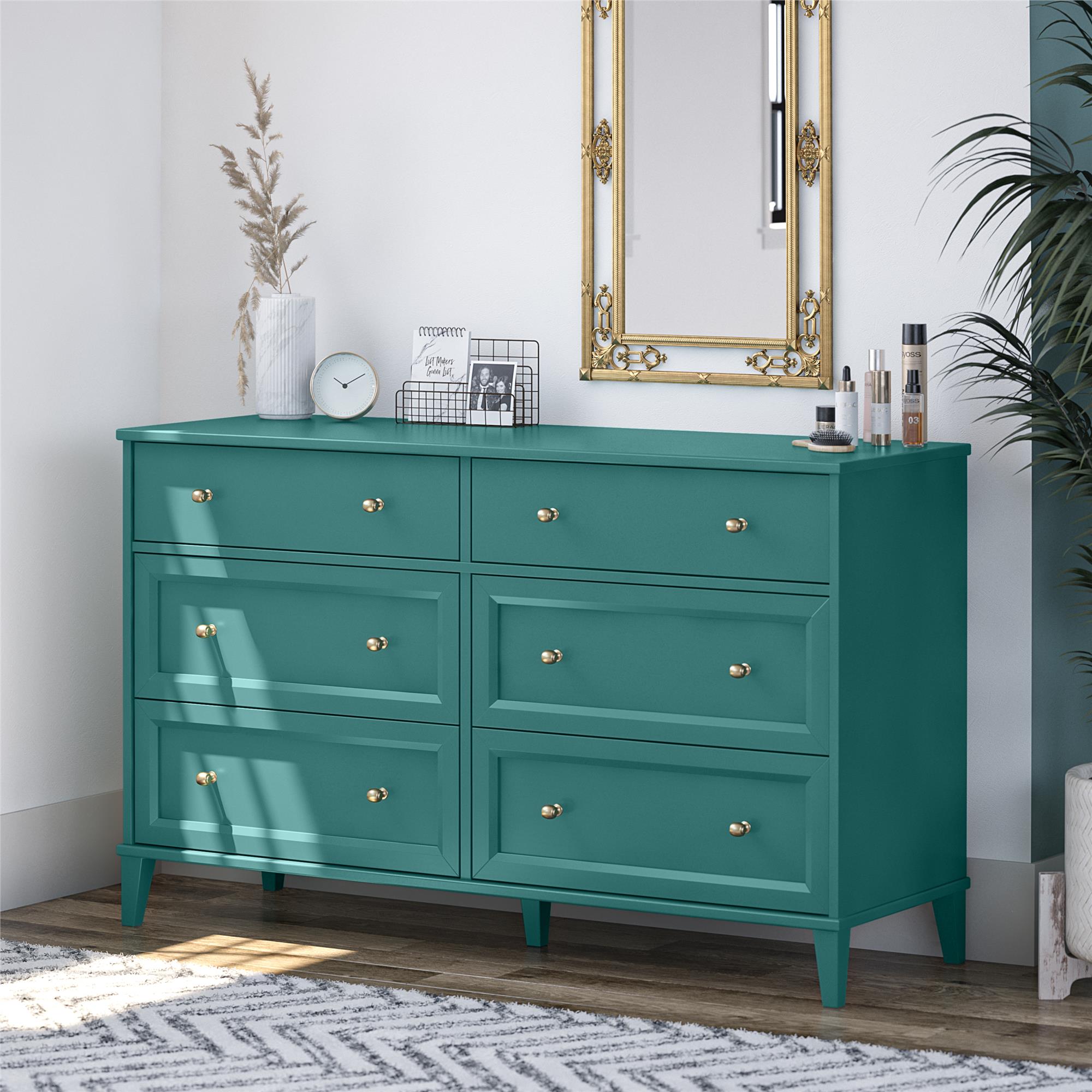 Ameriwood Home Monticello Wide 6-Drawer Dresser - Emerald Green