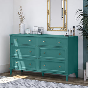 Ameriwood Home Monticello Wide 6-Drawer Dresser - Emerald Green