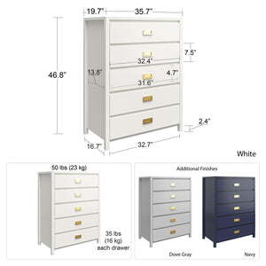 Monarch Hill Haven 5-Drawer Kids' Dresser, Navy - Navy