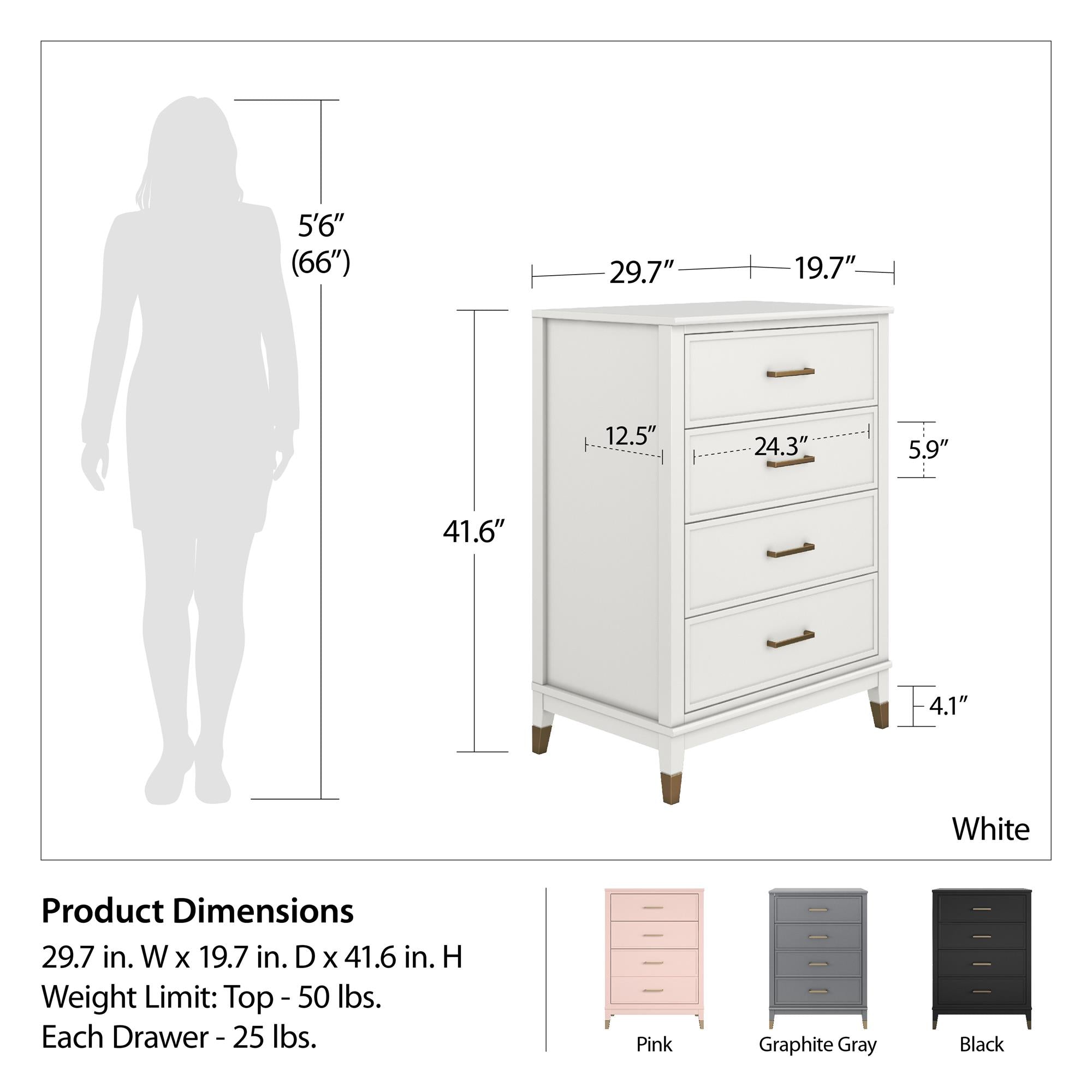CosmoLiving Westerleigh 4-Drawer Dresser - White