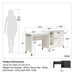 CosmoLiving Westerleigh 3-in-1 Media Dresser - White