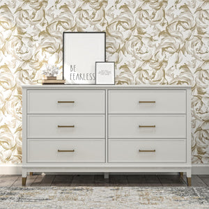 westerleigh 6 drawer dresser with gold knobs Westerleigh 6-Drawer Dresser, White, – Dorel Home