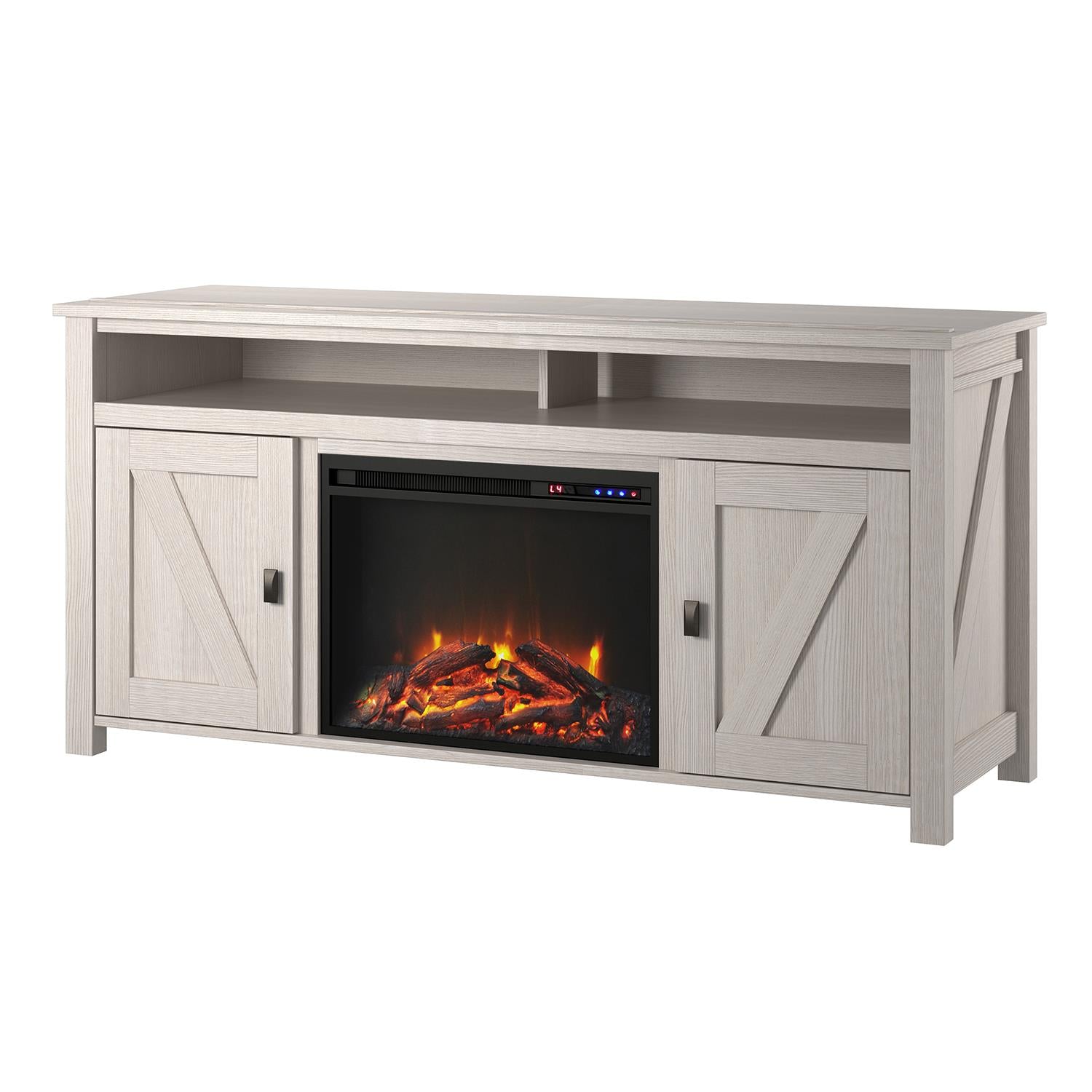Ameriwood Home Farmington Electric Fireplace TV Console for TVs up to 60" - Ivory Oak