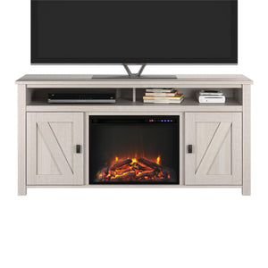 Ameriwood Home Farmington Electric Fireplace TV Console for TVs up to 60" - Ivory Oak