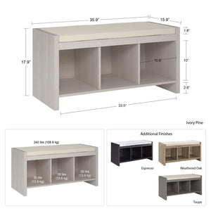 Ameriwood Home Penelope Entryway Storage Bench with Cushion - Taupe