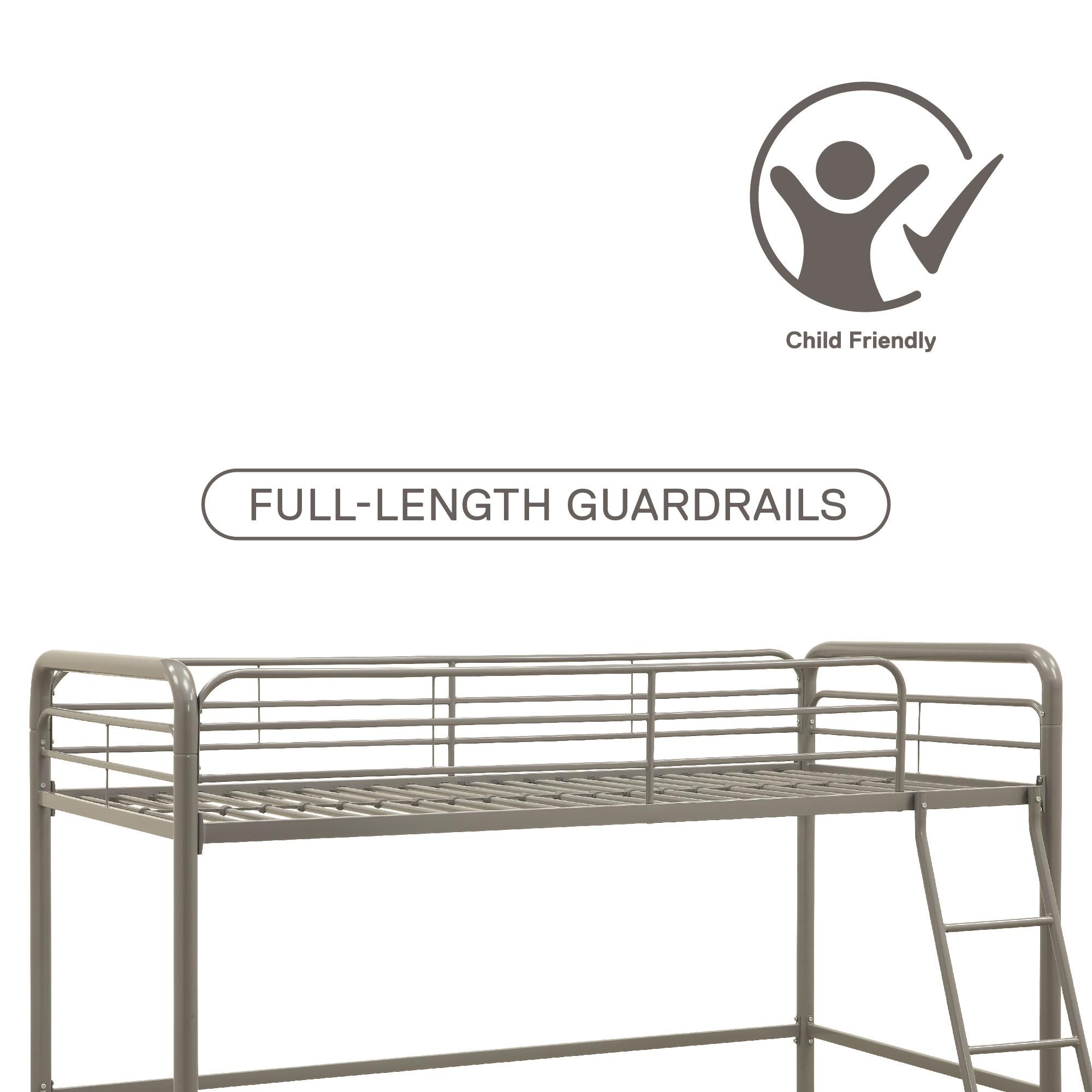 DHP Jett Kids' Low Loft Bed - Silver - Twin