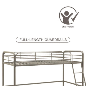 DHP Jett Kids' Low Loft Bed - Silver - Twin