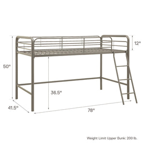 DHP Jett Kids' Low Loft Bed - Silver - Twin