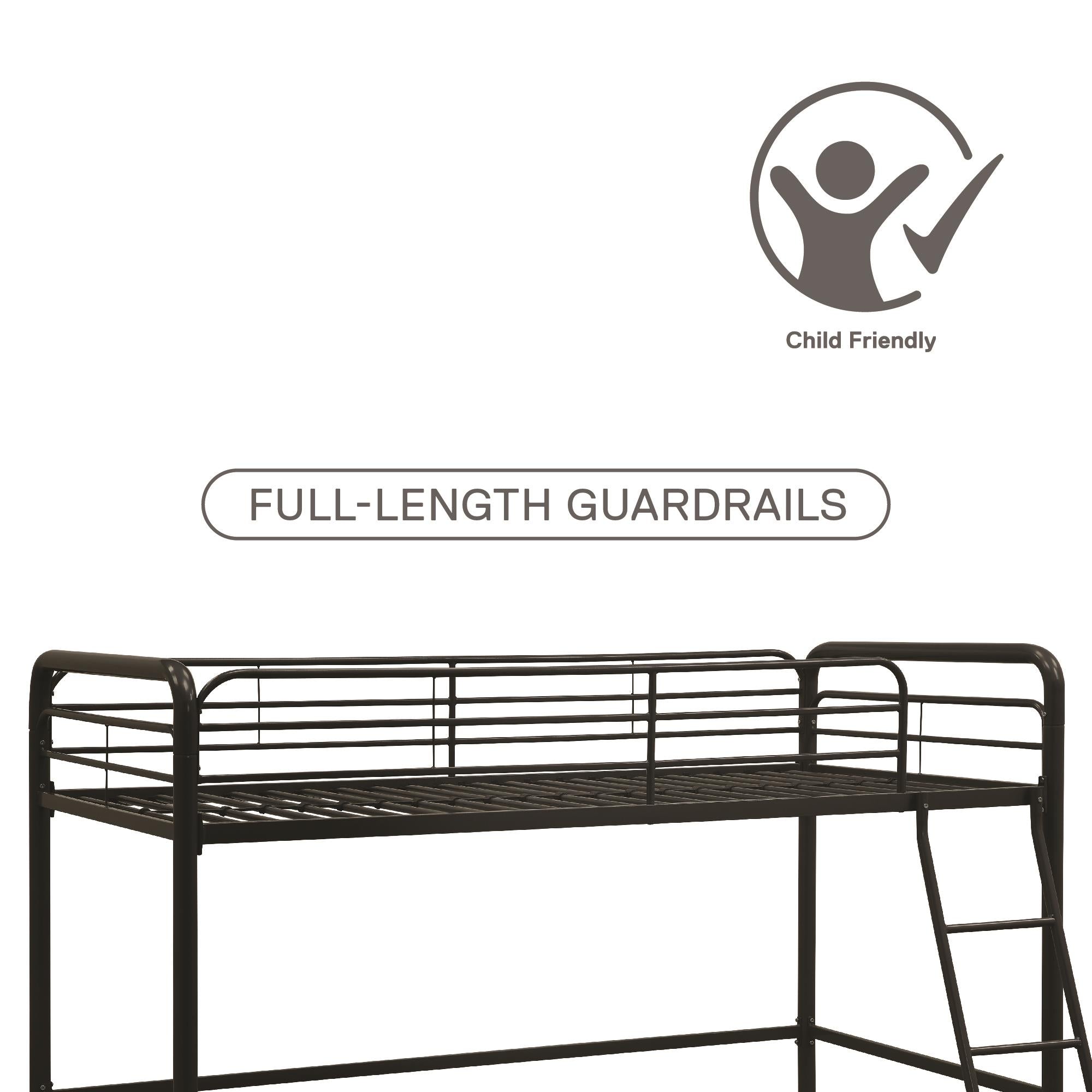 DHP Jett Kids' Low Loft Bed - Black - Twin
