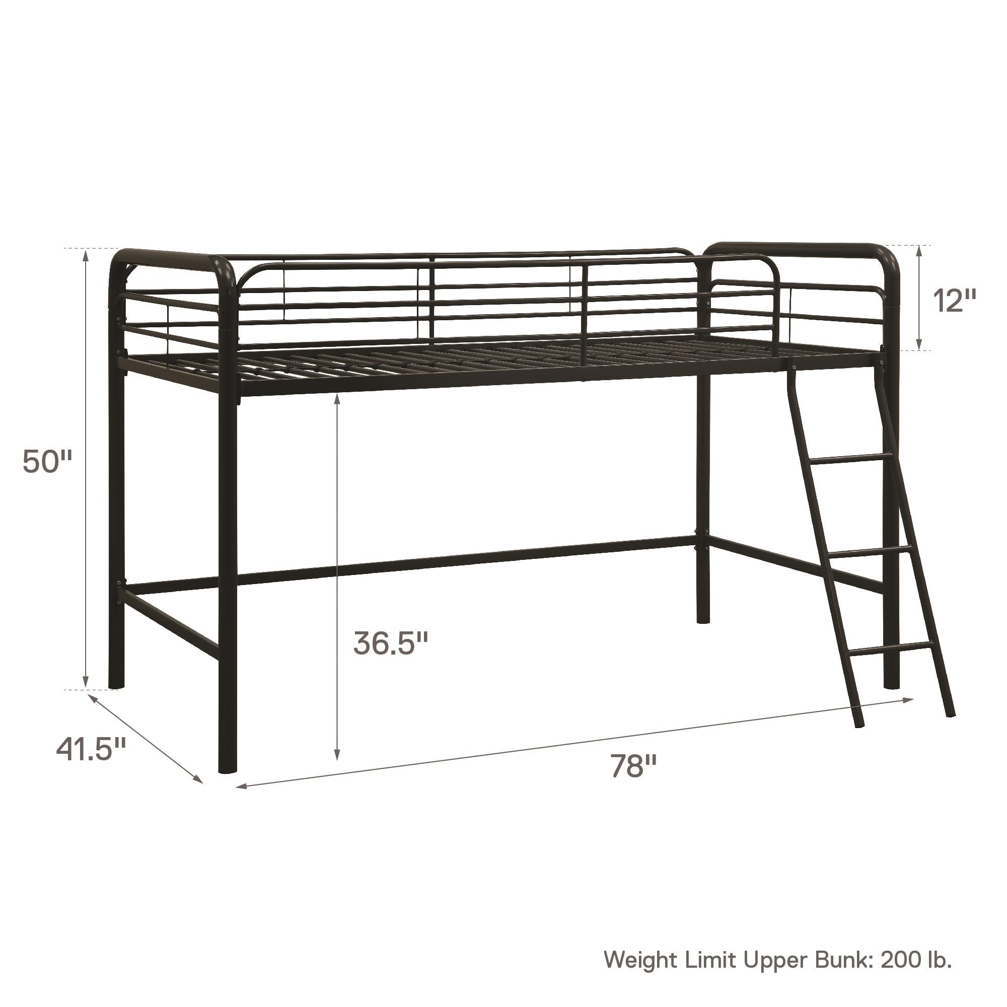 DHP Jett Kids' Low Loft Bed - Black - Twin