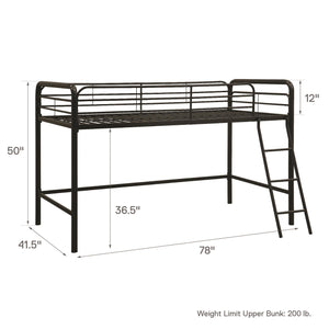 DHP Jett Kids' Low Loft Bed - Black - Twin